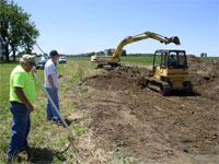 Grass waterway under construction
